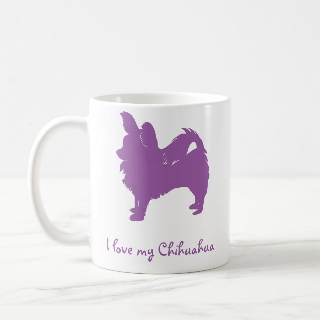 Caneca De Café Roxo eu amo minha chihuahua (Esquerda)