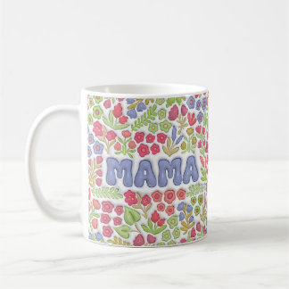 Caneca De Café Roxo Mama Boho Floral Efeito 3D 