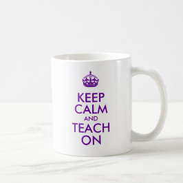 Caneca De Café Roxo Mantenha Calmo e Ensine