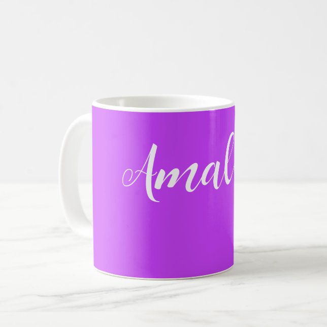 Caneca De Café roxo néon brilhante fluorescente sólido   (Frente Esquerda)