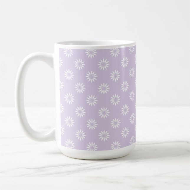 CANECA DE CAFÉ ROXO PASTEL COM FILEIRAS DE FLORES BRANCAS (Esquerda)