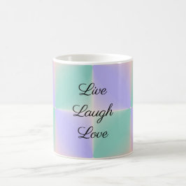 Caneca De Café Roxo Pastel e Quadrados Verdes