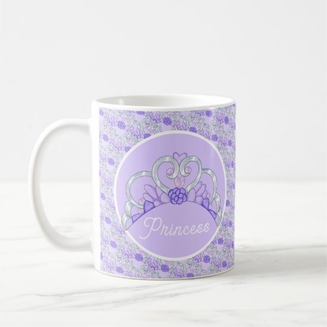 Caneca De Café Roxo Personalizável e Prata Tiara Mug (Esquerda)