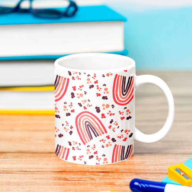 Caneca De Café Roxo Quente Retro Abstrato Arco-íris Aquarela (Criador carregado)