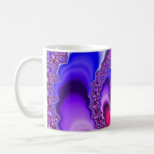 Caneca De Café Roxo rosa e Arte Fractal Espiral Azul