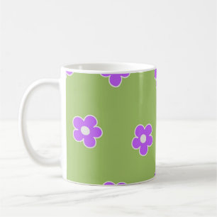 Caneca De Café Roxo Verde Roxo-Chico, Vibrante Floral Y2K