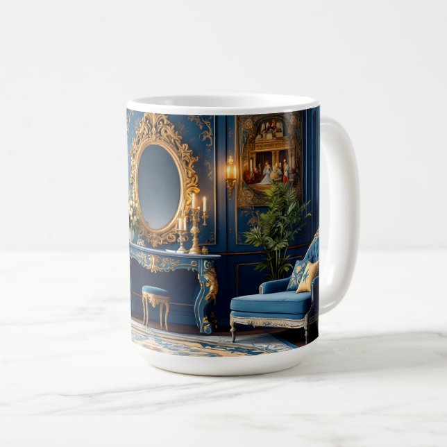 Caneca De Café Royal Blue Baroque. (Frente Esquerda)