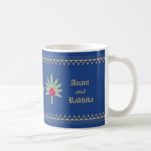 Caneca De Café Royal Blue Wedding Mug com Motifs Indianos