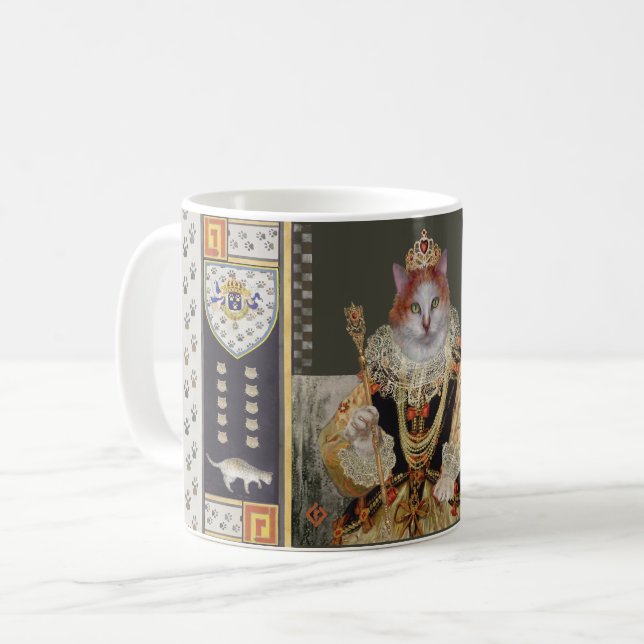 Caneca De Café Royal Cat governa Mug Dentro branco— rainha (Frente Esquerda)
