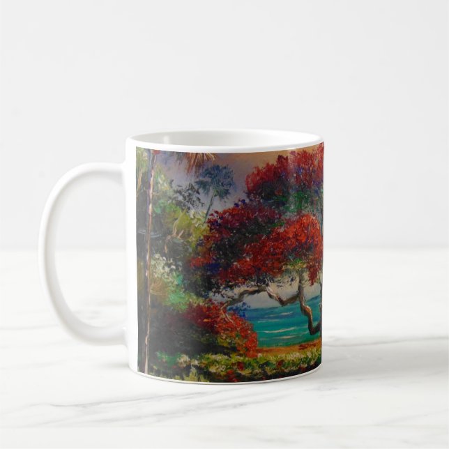 Caneca De Café Royal Poinciana Tree & Boat por Mazz (Esquerda)