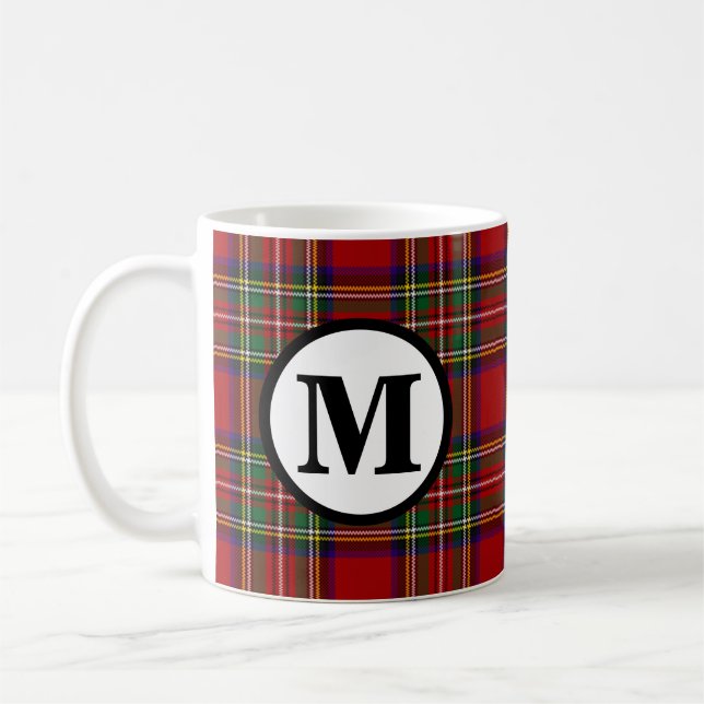 Caneca De Café Royal Stewart Tartan Xadrez Escocesa Clan Monogram (Esquerda)