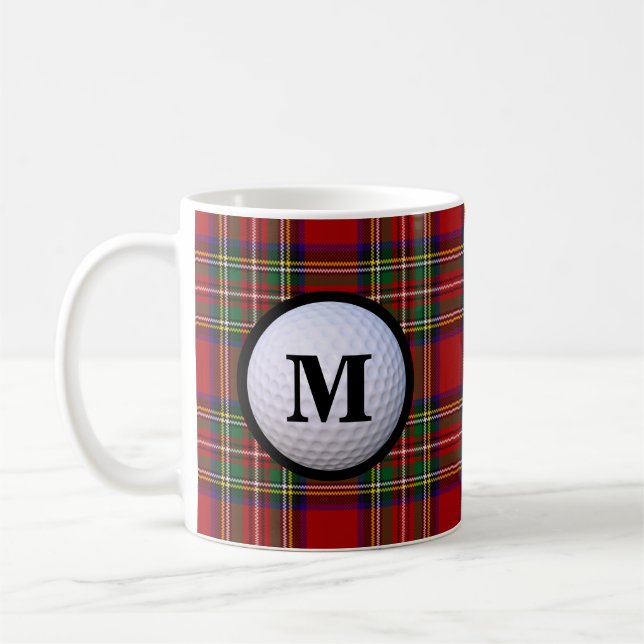 Caneca De Café Royal Stewart Tartan Xadrez Escocesa Clan Monogram (Esquerda)