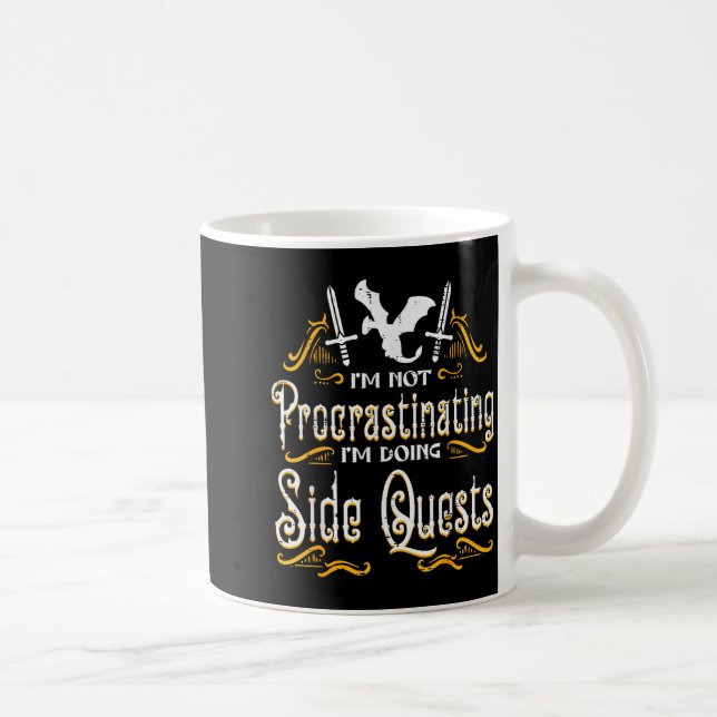 Caneca De Café Rpg Gamer Not Procrastinating Side Quest Funny Men (Direita)