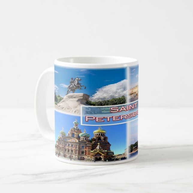 Caneca De Café RU Santo Petersburgo - Cavaleiro de Bronze - Patri (Frente Esquerda)