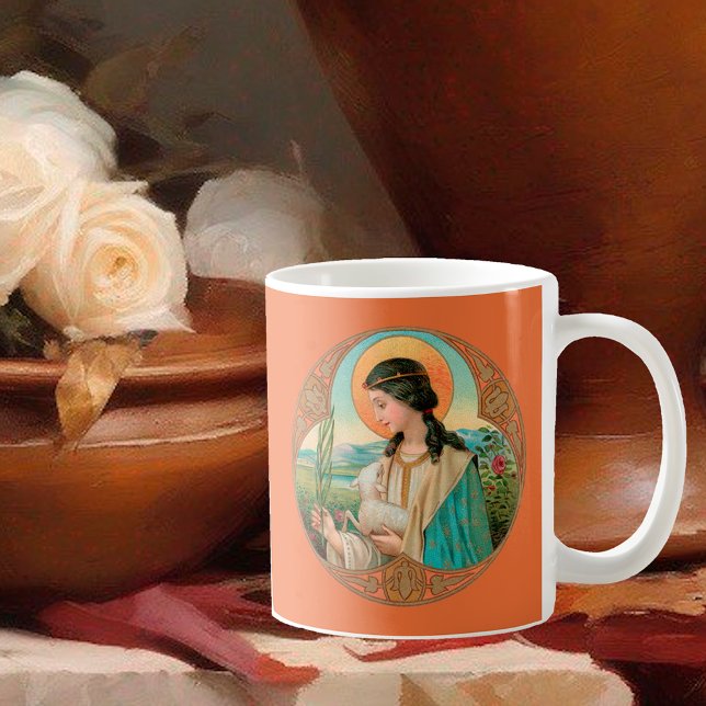 Caneca De Café Rua. Agnes de Roma (BK 006) Coffee Mug (Criador carregado)
