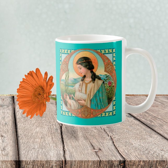 Caneca De Café Rua. Agnes de Roma (BK 006) Coffee Mug (Criador carregado)