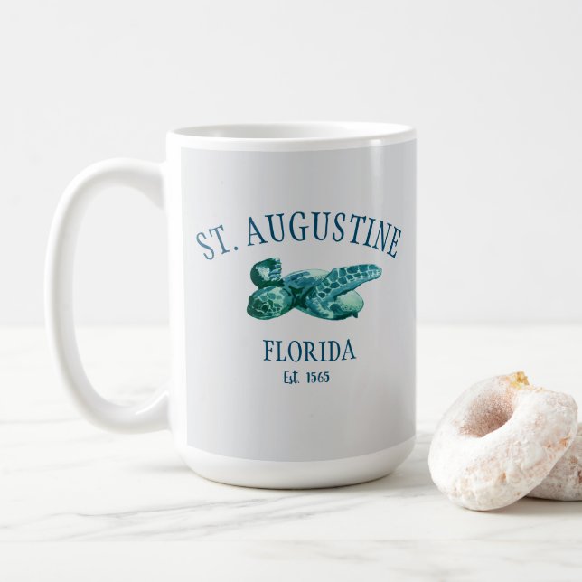 Caneca De Café Rua Augustine EST 1565 Tartaruga do Mar de Praia (Com Donut)