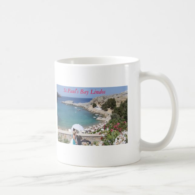 Caneca De Café Rua.Baía de Paul, Lindos (Direita)