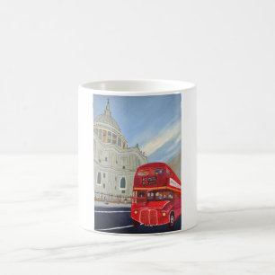 Caneca De Café Rua. Catedral de Paul e Ônibus de Londres