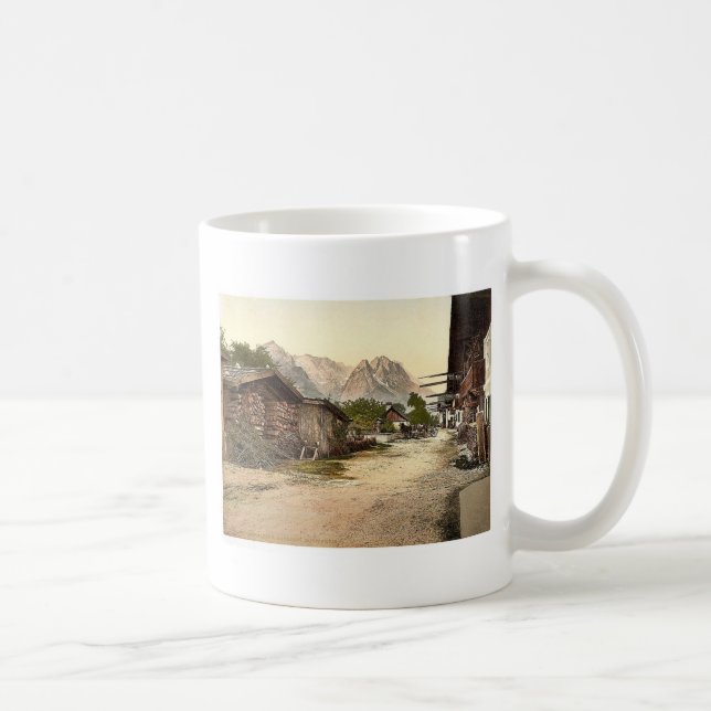 Caneca De Café Rua da vila, Garmisch, Baviera superior, Alemanha (Direita)