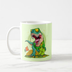 Caneca De Café Rua de Leprechaun T-Rex. Dia de Patrick