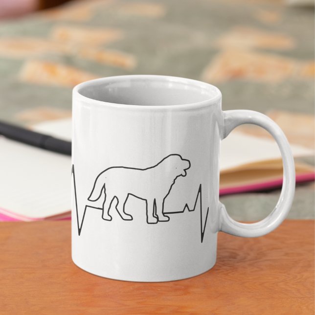 Caneca De Café Rua dia de os namorados Bernard Heartbeat Dog Love (Criador carregado)