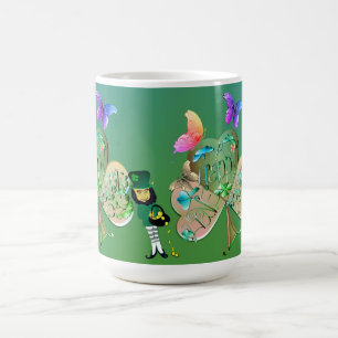 Caneca De Café Rua, dia de Patrick Leprechaun com nome