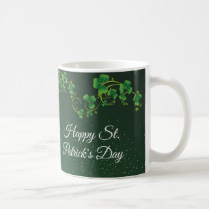 Caneca De Café Rua. Dia de Patrick, Shamrock Verde Vine Irish Par