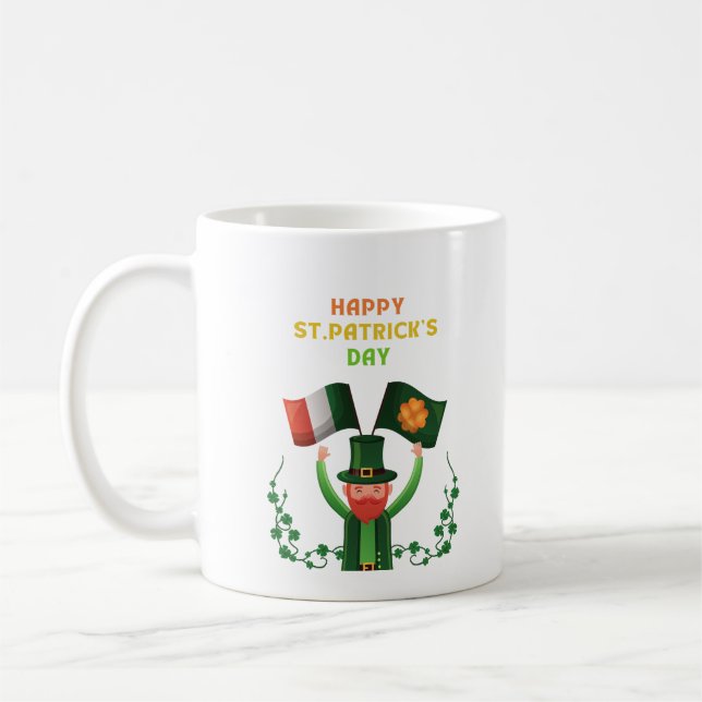 Caneca De Café Rua: Dia de Patricks - Irlandês Sortudo - Shamrock (Esquerda)