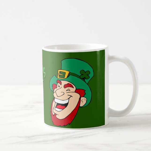 Caneca De Café Rua Feliz, Diversão de Patrick e Leprechaun Mágico (Direita)