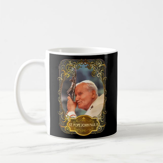 Caneca De Café Rua João Paulo Ii Cruzar Santo Católico Polonês (Esquerda)