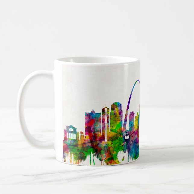 Caneca De Café Rua Louis Missouri Skyline (Esquerda)