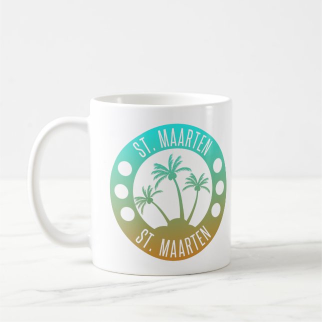 Caneca De Café Rua. Marten Ocean Aqua Blue Gradient Sint Martin (Esquerda)