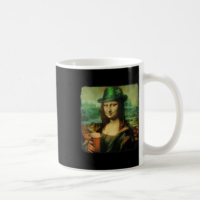 Caneca De Café Rua Mona Lisa Engraçada. Dia dos Patricks Shamrock (Direita)