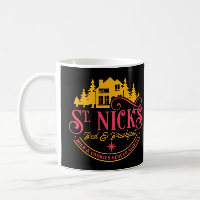 Caneca De Café RUA-NICKS BED & BREAKFAST - natal engraçado (Esquerda)