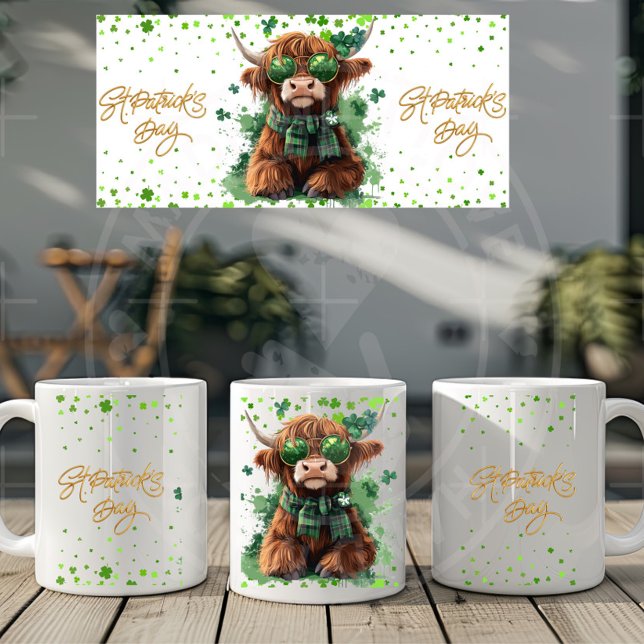 Caneca De Café Rua. O Dia de Patrick Highland Cow Mug - 11oz e 15 (Criador carregado)