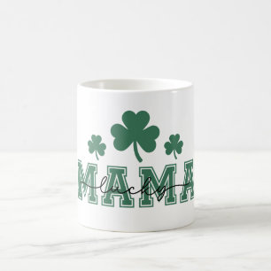 Caneca De Café Rua. Patricks Day Lucky Mama com Clovers Verdes