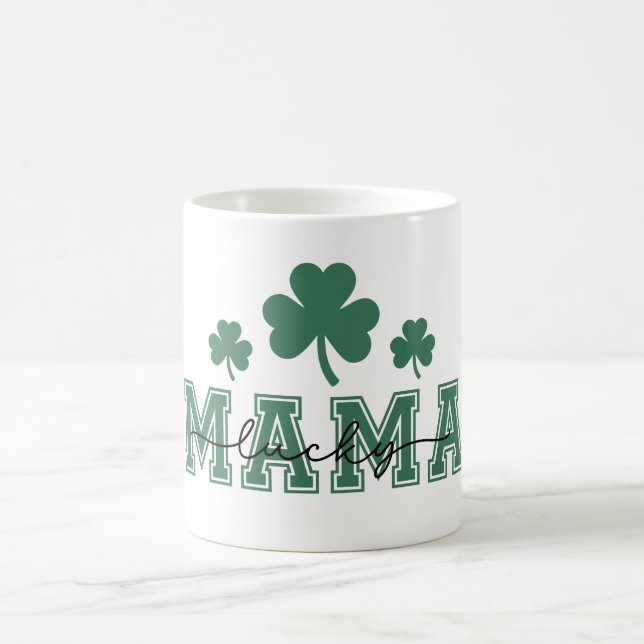 Caneca De Café Rua. Patricks Day Lucky Mama com Clovers Verdes (Centro)