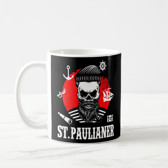 Caneca De Café Rua Pauli Hamburg Skull Paulian Santo Pauli (Esquerda)