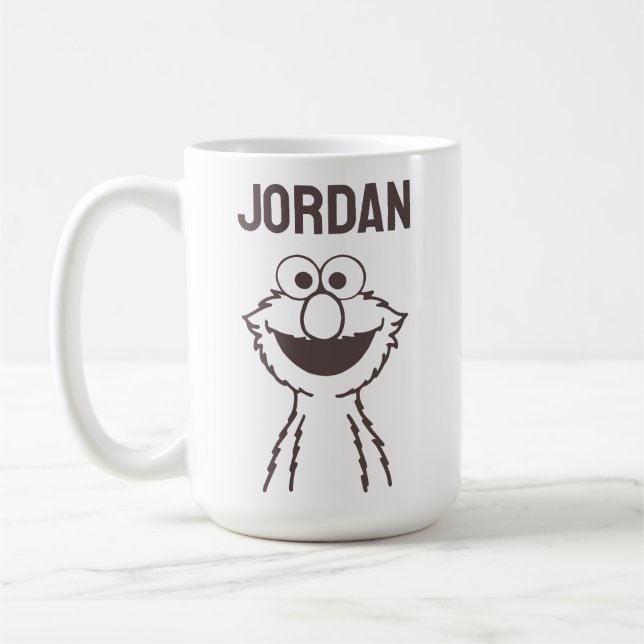 Caneca De Café Rua Sésamo | Elmo Bright | Adicione seu nome (Esquerda)
