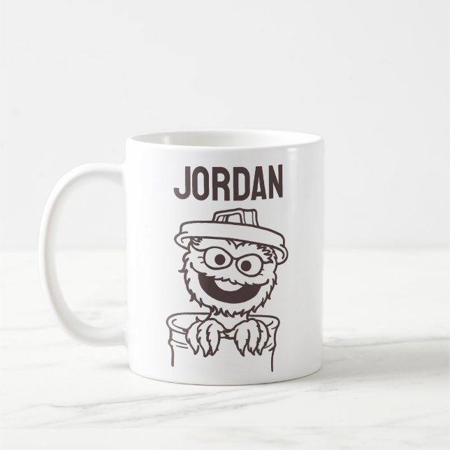 Caneca De Café Rua Sésamo | Oscar the Grouch | Adicione seu nome (Esquerda)