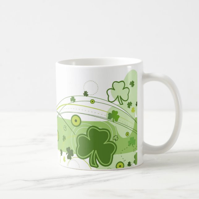 Caneca De Café Rua, Shamrock Mug do Dia de Patrick - 11 oz (Direita)