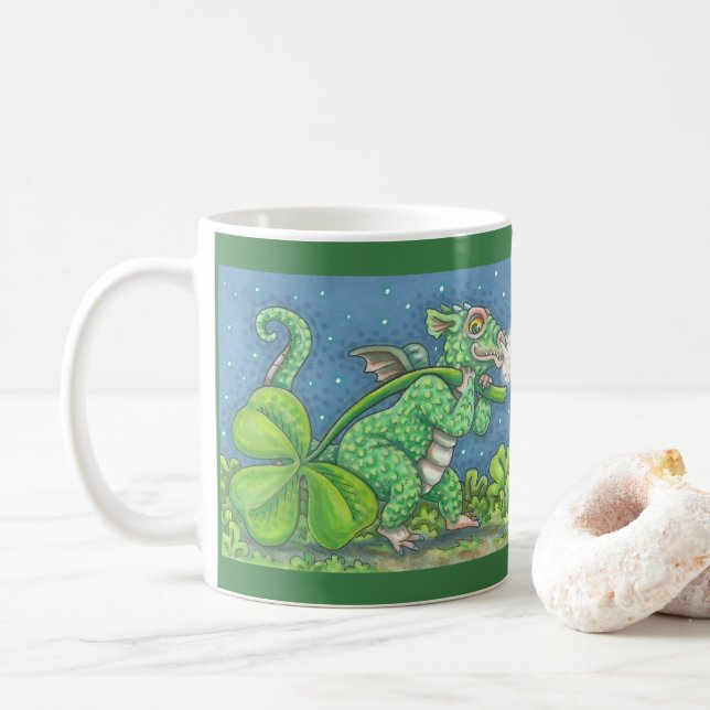 Caneca De Café RUAS. PATRICK DAY IRISH DRAGON MUG Personalizar (Com Donut)