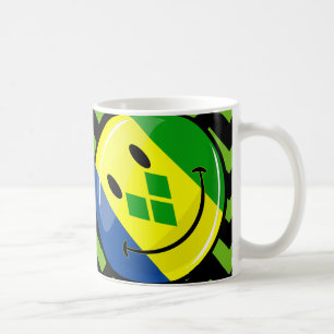 Caneca De Café Ruas sorridentes, bandeira de Vincent e Granadinas