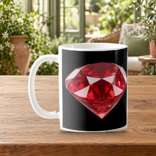 Caneca De Café Rubí de Diamante Vermelho Pedra Preciosa Luxo Cane