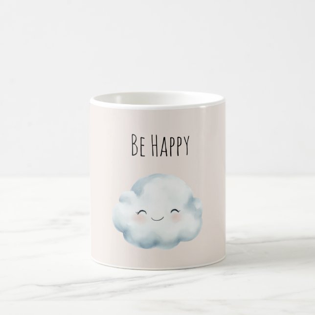 Caneca De Café Rubor Seja Feliz Nuvem   (Centro)