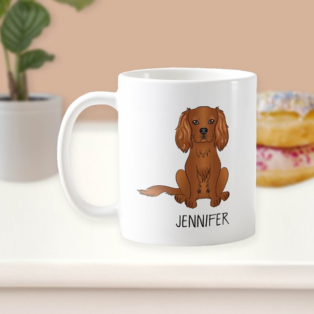 Caneca De Café Ruby Cavalier King Charles Spaniel & Name (Criador carregado)