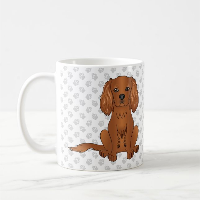 Caneca De Café Ruby Cavalier King Charles Spaniel & Paws (Esquerda)