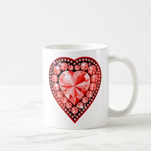 Caneca De Café Ruby Gemstone Heart (Direita)