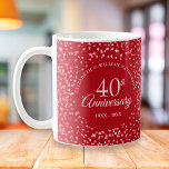 Caneca De Café Ruby Hearts do 40º aniversário<br><div class="desc">Projetado para coordenar com nossa coleção Ruby Hearts do 40º aniversário. Apresentando corações delicados de rubi. Personalize com suas informações especiais de 40 anos de rubi no aniversário de rubi em carta chic ruby. Projetado por Thisnotme©</div>